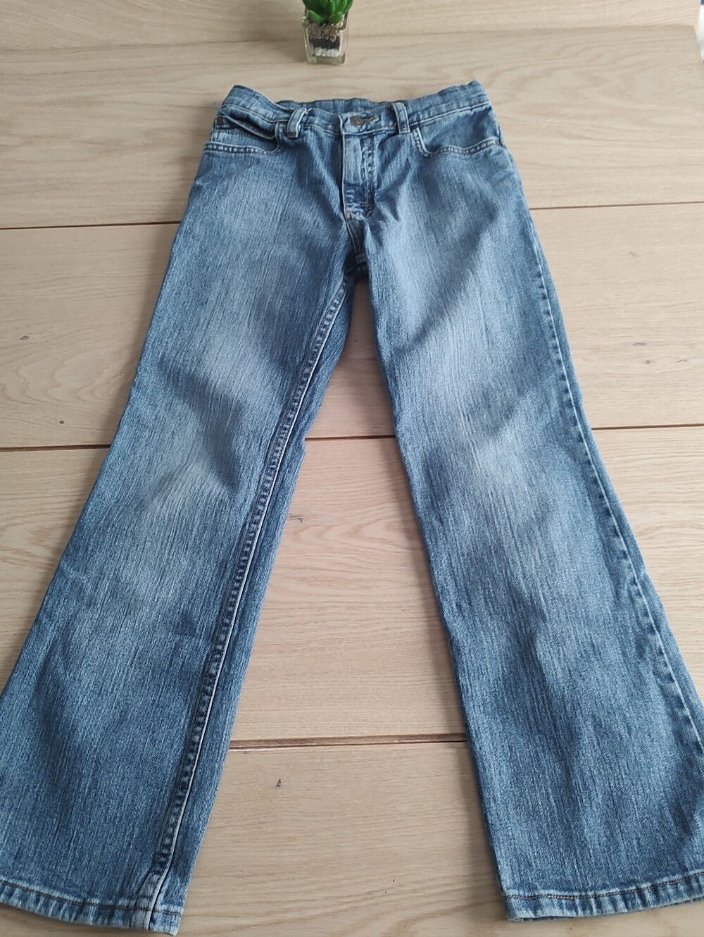 Jeans Big Boy Wrangler Adjustable Waist Size 12 Pockets Zipper  Color Blue